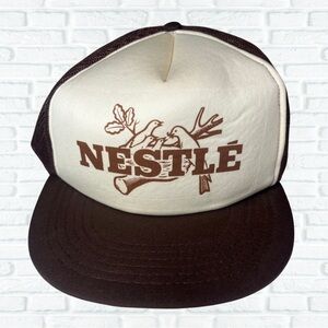Vintage Nestle Cap 80’s Mesh Trucker Hat Snapback Brown Cream
